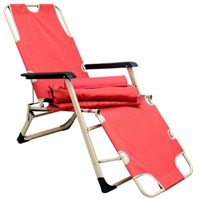 Afbeelding van AMANKA ligstoel 178 x 65 cm zonnestoel campingligstoel zonnebed incl. kussen hoofdkussen rood