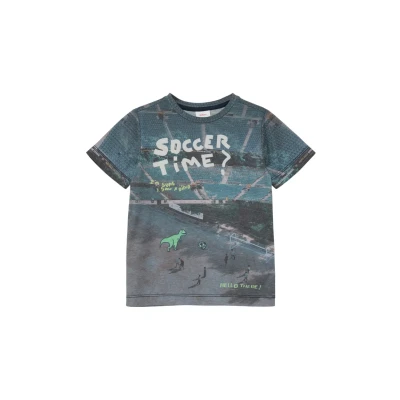 Afbeelding van s.Oliver T shirt met all over print grijsblauw