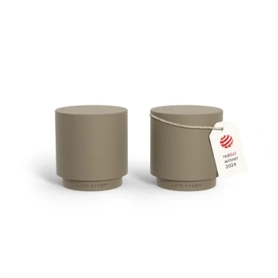 Afbeelding van LARS NYSØM &#039;Svæve&#039; Set Roestvrijstalen Peper en Zoutstel Modern Minimalistisch Ontwerp Eenvoudig Navullen Greige