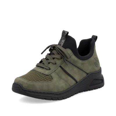Afbeelding van Rieker Dames Low Top Sneaker M4970, lage schoenen, losse inlegzool, groen 54, 39 EU Breed