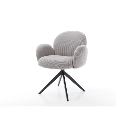Afbeelding van DELIFE Draaistoel Nube Flex met armleuning koord zilver grijs kruisframe breed zwart 360 draaibaar rocker functie pocketveer kern