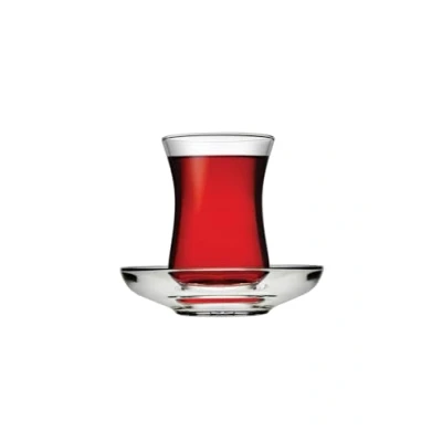 Afbeelding van Pasabahce Turkse Theeglazen Met schotels 12 delig 95 ml