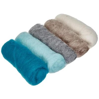 Afbeelding van Rayher Hobby 5364700 pure scheerwol, viltwol, vlies, 5 kleuren á 20 g, (in totaal 100 g), wintertinten, 100% wol om te vilten, sprookjeswol