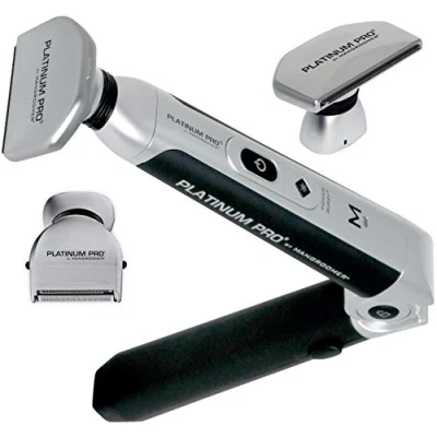Afbeelding van MANGROOMER PLATINUM PRO Nieuw rugscheerapparaat met 3 schokabsorberende flexibele koppen, Power Scharnier, Extreme Reach Handle &amp; Bonus Case! (Generatie 8.0), 4 delige set
