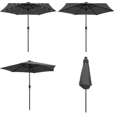 Afbeelding van Parasol met LED verlichting en aluminium paal 270 cm antraciet