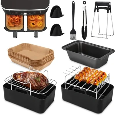 Afbeelding van Accessoireset voor airfryers, 11 stuks, accessoires de Ninja Foodi AF400EU, AF300EU, Cosor, Tower 7,6 l/8 l/9 l/9,5 l Dual Zone heteluchtfriteuse