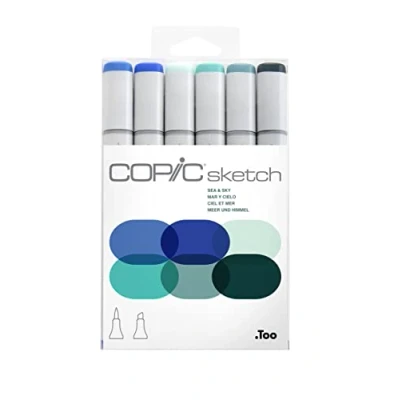 Afbeelding van Copic Sketch Marker Set Sea and Sky 6 stuks