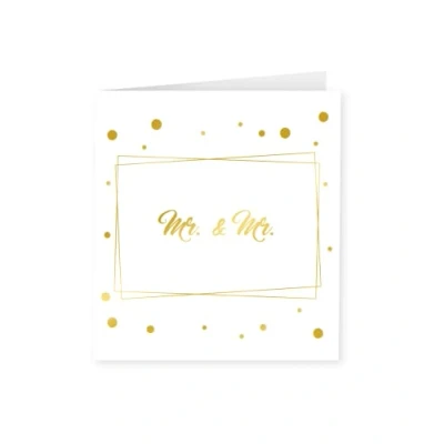 Afbeelding van PD Party 7028044 Pasgetrouwde Kaart Mr. &amp; Mr., Goud/Wit, 15cm Lengte x Breedte 0.5cm Hoogte