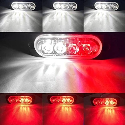 Afbeelding van HULX Led zijindicatoren, 4 stuks, leds, sjabloonlichten voor auto, 12 V, 24 zijlicht achter (wit + rood)