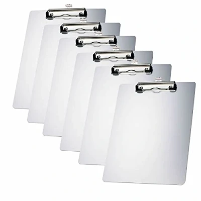 Afbeelding van TUKA i AKUT [6x] Aluminium Klembord A4, met Rubberen Metalen Klem, Schrijfbord Ophangose, Onbreekbaar Pad Houder Clipboard, Stabiel Schrijfblad Set van 6 Zilver Kleur, TKD8025 6x