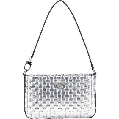 Afbeelding van GUESS Avondtas Twiller Mini Top Zip Shoulder Bag Silver Zilverkleurig