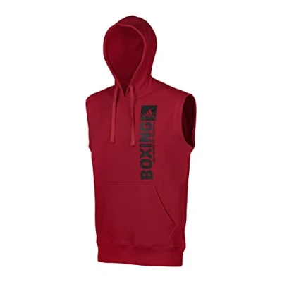Afbeelding van adidas Heren Community Vertical Hoody Mouwloos Boxing Hoodie Mouwloos, rood/zwart, XL, XL