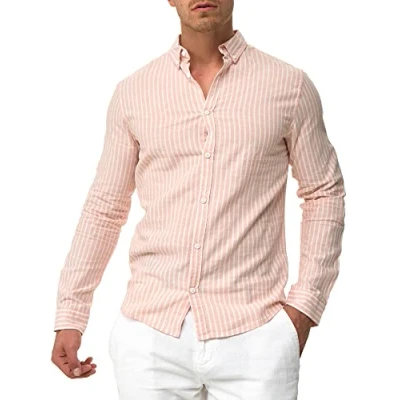 Afbeelding van Indicode Jeans Brayden Overhemd, Heren, Maat: Large, Coral cloud