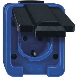 Afbeelding van Schneider electric merten slagvast wandcontactdoos met aardpen blauw 289378