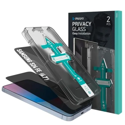Afbeelding van Deppa 2 stuks Privacy Gehard Glas voor Samsung Galaxy S24 FE (6,7&#039;) Compatibel Met Vingerafdruk ID [Volledige Dekking] Makkelijke Installatiekit Screenprotector Glasfilm [Video Handleiding]