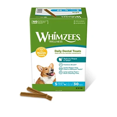 Afbeelding van WHIMZEES by Wellness Stix, Grootte S, 30 stuks (maandvoorraad), kauwsnacks voor kleine honden (7 12kg), natuurlijke tandverzorgingssnack, graanvrij, zonder toegevoegde suikers