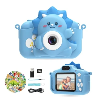 Afbeelding van HiMont kindercamera, 20 MP/1080p, digitale camera voor kinderen en selfie videocamera met 32G TF kaart, kerstcadeau verjaardag, meisjes jongens van 3 tot 12 jaar (blauw)