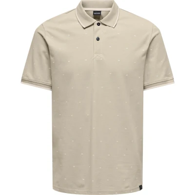 Afbeelding van Only &amp; Sons Onsmyron Life Reg Ss Ditsy Polo Cs 22029481 Zand Heren The Stone