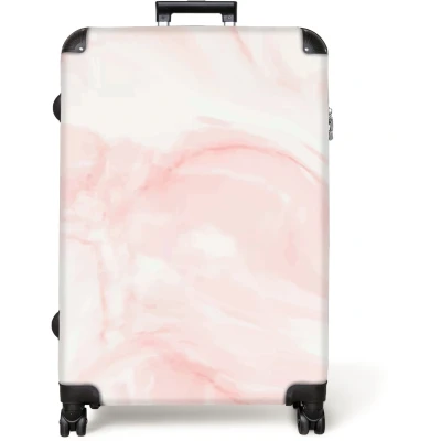 Afbeelding van NoBoringSuitcases.com® Koffer groot Reiskoffer lichtgewicht Marmer Wit Roze Pastel Marmerlook Rolkoffer met 4 wielen Grote trolley XL 98 liter bagage