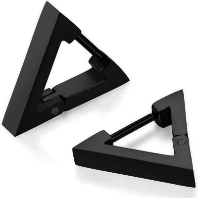 Afbeelding van Mendes heren oorbellen Triangle Black