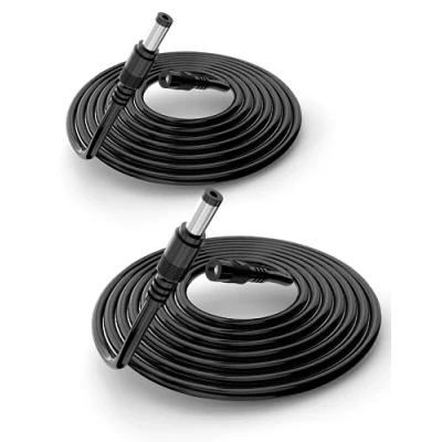 Afbeelding van Tonton 2Pack 5M/15FT DC 12V Verlengkabel voor CCTV Security Camera IP Camera/CCTV Video Recorder/Surveillance Camera, 5.5mm x 2.1mm Power Adapter Flat Extension Cable, Zwart