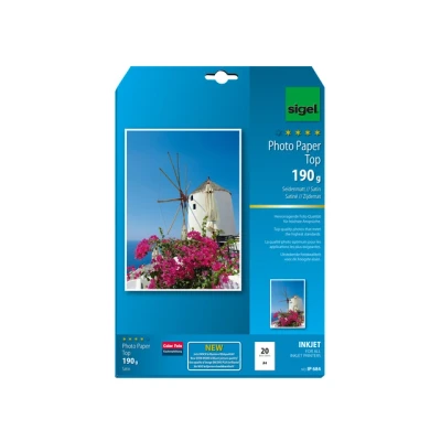 Afbeelding van Inkjetpapier Sigel A4 190g Foto papier zijdenmat pak a 20 blad