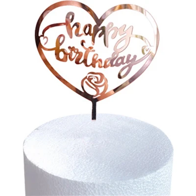 Afbeelding van Happy Birthday TaartTopper Rose Goud TaartDecoratie Cake Topper Taart Decoratie Verjaardag Versiering 1 Stuk