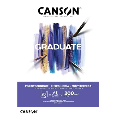 Afbeelding van Canson Graduate Mix Media Notitieblok, A3, 20 vellen, fijn, 200 g, wit