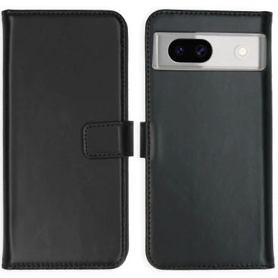 Afbeelding van Google Pixel 8a Hoesje Echt leder Selencia Bookcase Zwart Telefoonhoesje
