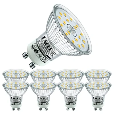Afbeelding van EACLL GU10 LED Lamp Neutraal Wit, 4.9W Gelijk aan 75W Halogeenlampen, 8 pack, 4000K 585lm AC 230V Geen Flikkering Verlichting, Stralingshoek 120 Spots, Niet Dimbaar Reflectorlamp