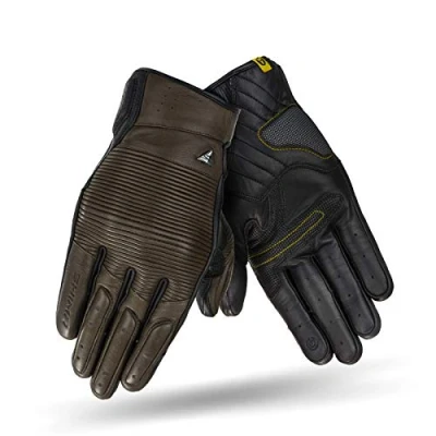 Afbeelding van SHIMA Blake Motorhandschoenen voor heren, ademend, elastisch, touchscreen, vintage handschoenen van leer met enkelbeschermer, enkelschokdemper, versterkte handpalm (bruin, XXL)