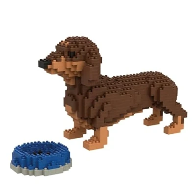 Afbeelding van Atomic Building Teckel/teckel bruine hond. Figuur te monteren met nanoblokken. 798 stuks.