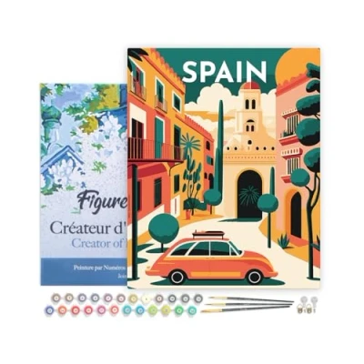 Afbeelding van Figured&#039;Art Schilderen op Nummer Volwassenen met lijst Reisposter Sevilla Handwerk acrylverf Kit DIY Compleet 40x50cm Canvas al ingelijst