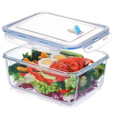 Afbeelding van NUTRIUPS 3,3L grote glazen voedselopslagcontainers met deksels, rechthoekige voedselopslagset, BPA vrij voor maaltijdbereiding, reizen, vriezer, oven