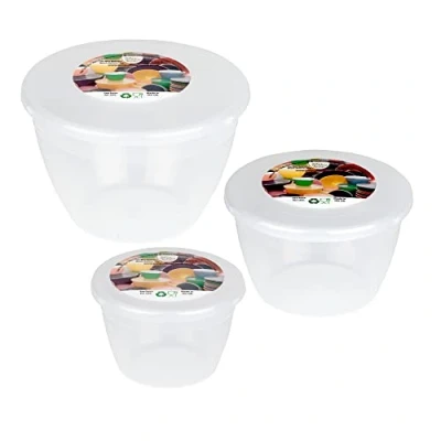 Afbeelding van Just Pudding Basins 3 kleinere maten in één set Stoompuddingschalen, wastafel en deksel 1x 1/4 pint, 1/2 pint 1 (helder)