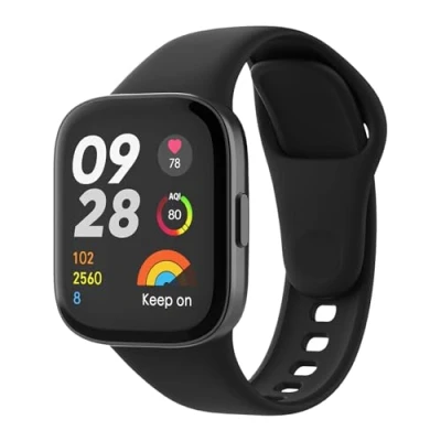 Afbeelding van MoKo Watch Strap Compatible with Xiaomi Redmi 3, Soft Silicone Band Replacement Sport Wristband, Black