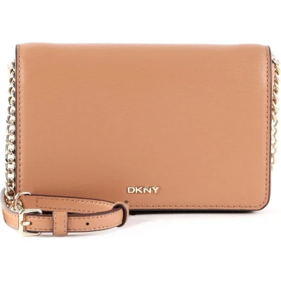 Afbeelding van DKNY Leren Schoudertas Bryant Full Flap Crossbody Cashew Bruine