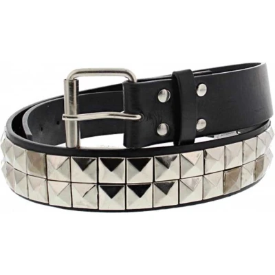 Afbeelding van Zac&#039;s Alter Ego 2 row piramide studs Riem L Zwart/Zilverkleurig