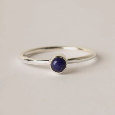 Afbeelding van diluna.nl Lapis 925 sterling zilveren edelsteen stacking ring