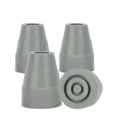 Afbeelding van supregear 4 Pack Rubberen Wandelstokdoppen, 22 mm Krukken Doppen met Extra Brede Antislip Basis Vervangende Wandelstokdop voor Wandelstokken Opvouwbaar Accessoire, Grijs