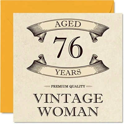 Afbeelding van Vintage 76e verjaardagskaarten voor vrouwen 76 jaar oud leuke verjaardagskaart mama zus vrouw oma oppas tante, 145 mm x dames wenskaarten,