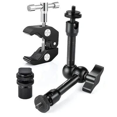 Afbeelding van UTEBIT Magic Arm, 9 inch scharnierarm met Super Crab Clamp en 1/4 Cold Shoe Mount, DSLR statiefarmenset voor fotografie, video, camera rig, led licht, LCD monitor, flitslicht