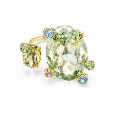 Afbeelding van Swarovski Gema open ring, Verschillende slijpvormen, Meerkleurig, Goudkleurige toplaag