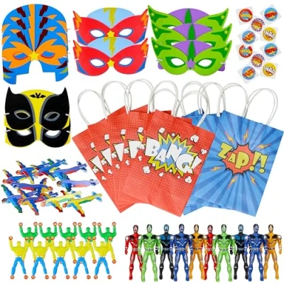 Afbeelding van THE TWIDDLERS 10 Superhelden Cadeauzakjes Gevuld met Speelgoed voor Kinderen (50 Stuks Speeltjes) Kinderfeestjes, Uitdeelcadeautjes, Uitdeelzakjes, Traktaties