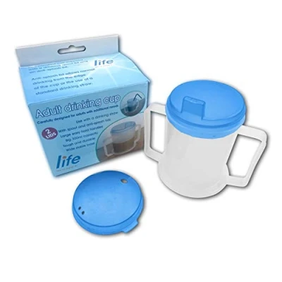 Afbeelding van Life Gezondheidszorg volwassen drinkbeker voor ouderen 300 ml niet morsen bekers vaatwasmachinebestendig, BPA plastic beker met twee handgrepen
