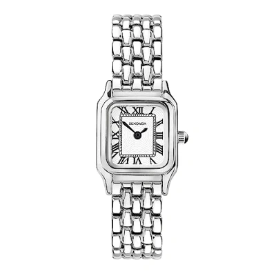 Afbeelding van Sekonda Monica Dameshorloge, 20 mm, kwartshorloge in wit met Romeinse cijfers, analoog display en legering bandje, Zilver