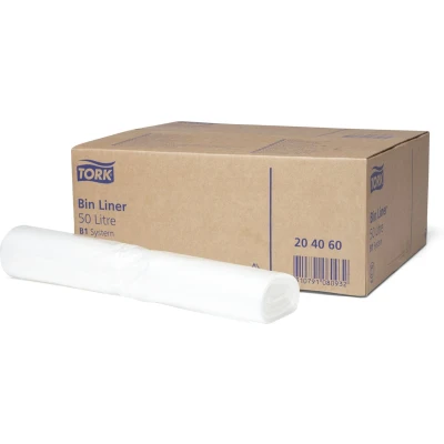 Afbeelding van 250x Tork Afvalzakken voor 50 liter Afvalbak B1 Transparant 204060