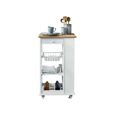 Afbeelding van Phoenix Nizza serveerwagen, trolley, keukenwagen, MDF gelakt, wit, 50x86x37