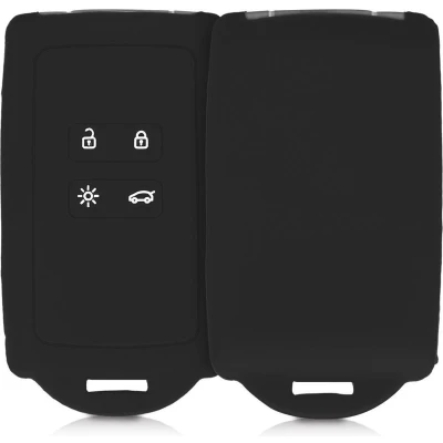 Afbeelding van kwmobile autosleutelhoes geschikt voor Renault 4 knops Smartkey autosleutel (alleen Keyless Go) Siliconenhoes in zwart Sleutelcover