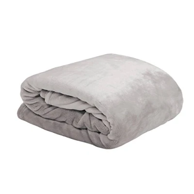 Afbeelding van Stof Textiles Plaid/Bankdeken Maribelle lichtgrijs 180 x 220 cm polyester fleece 2 persoons